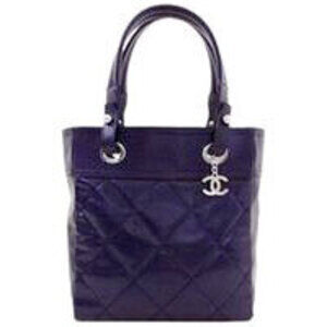 CHANEL Paris Biarritz Coated Canvas Goatskin Handbag Coco Logo Shoulder Bag